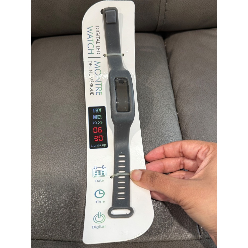 Greenbrier International Digital LED Watch Charcoal Gray Silicone Sport Band